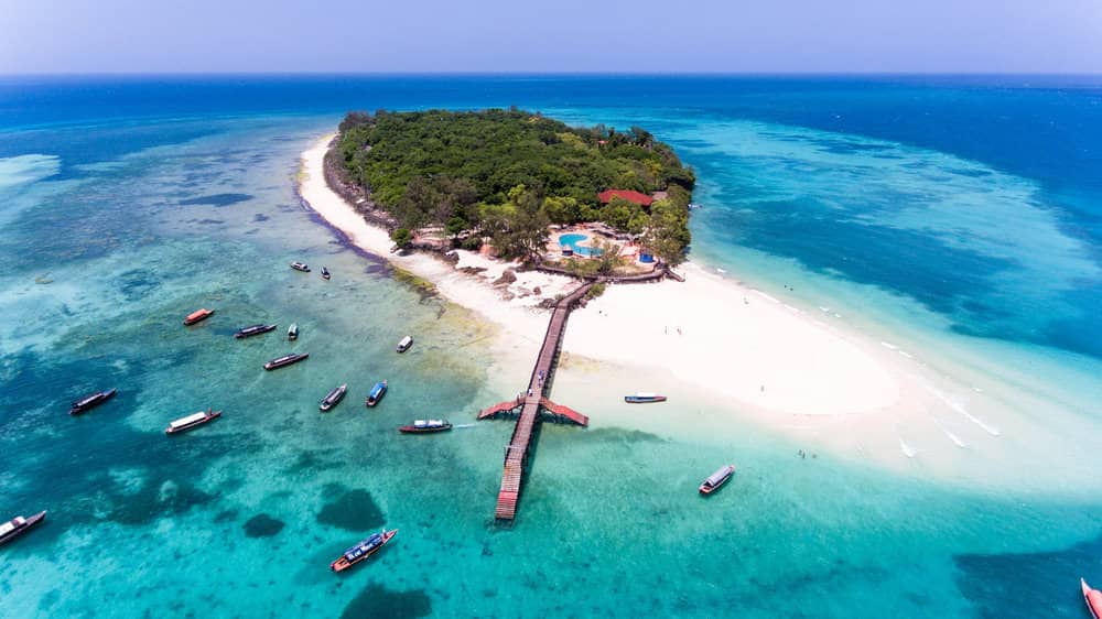 Aerial view of a beach in zanzibar